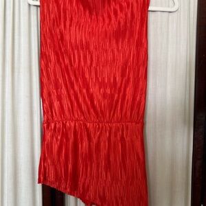 Zara Bright Red Pleated Top